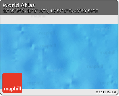 Physical 3D Map of the Area around 10° 17' 43" S, 43° 25' 29" E