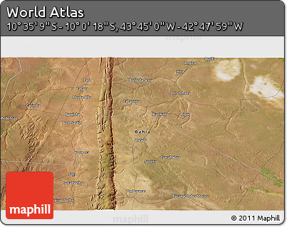 Satellite 3D Map of the Area around 10° 17' 43" S, 43° 16' 29" W