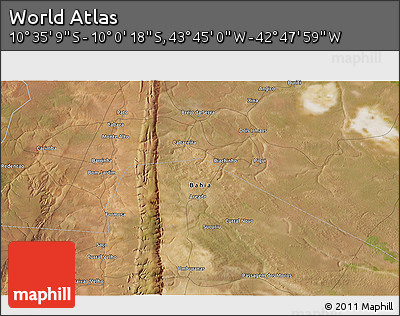 Satellite 3D Map of the Area around 10° 17' 43" S, 43° 16' 29" W