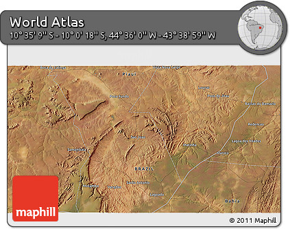 Satellite 3D Map of the Area around 10° 17' 43" S, 44° 7' 30" W