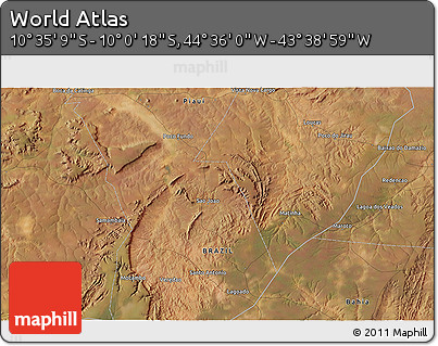 Satellite 3D Map of the Area around 10° 17' 43" S, 44° 7' 30" W