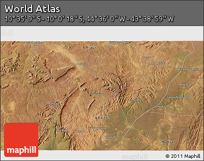 Satellite 3D Map of the Area around 10° 17' 43" S, 44° 7' 30" W