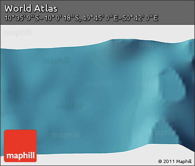 Satellite 3D Map of the Area around 10° 17' 43" S, 50° 13' 30" E