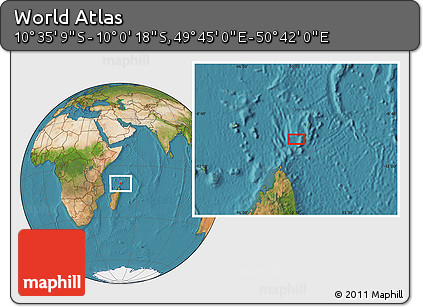 Satellite Location Map of the Area around 10° 17' 43" S, 50° 13' 30" E