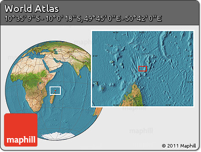 Satellite Location Map of the Area around 10° 17' 43" S, 50° 13' 30" E