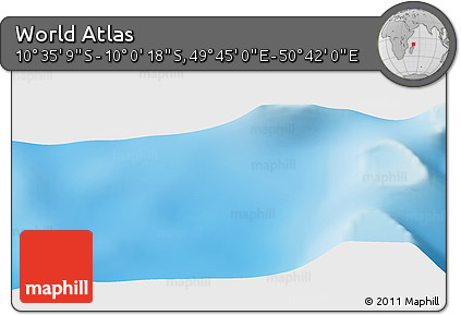 Physical Panoramic Map of the Area around 10° 17' 43" S, 50° 13' 30" E