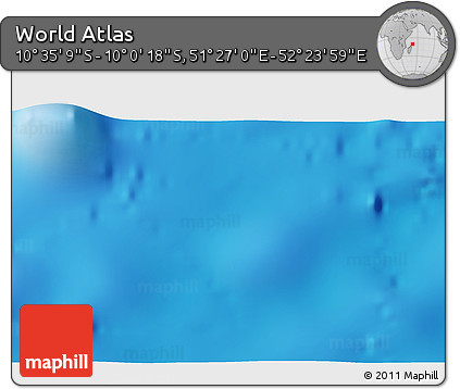 Physical 3D Map of the Area around 10° 17' 43" S, 51° 55' 29" E