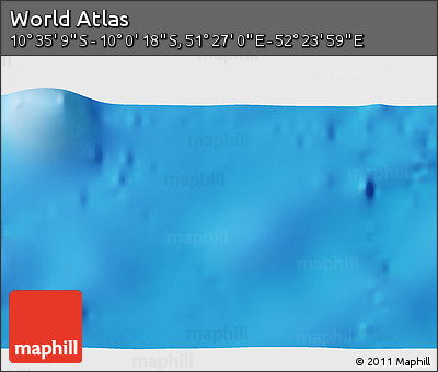 Physical 3D Map of the Area around 10° 17' 43" S, 51° 55' 29" E