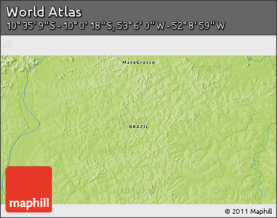 Physical 3D Map of the Area around 10° 17' 43" S, 52° 37' 30" W