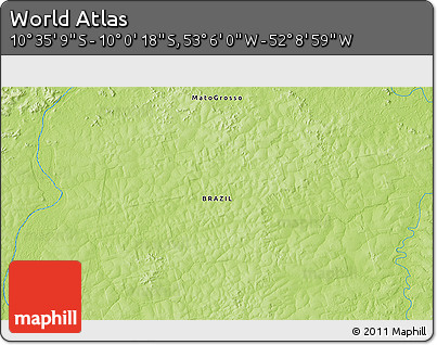 Physical 3D Map of the Area around 10° 17' 43" S, 52° 37' 30" W
