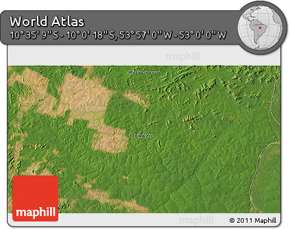 Satellite 3D Map of the Area around 10° 17' 43" S, 53° 28' 30" W