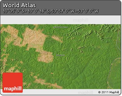 Satellite 3D Map of the Area around 10° 17' 43" S, 53° 28' 30" W