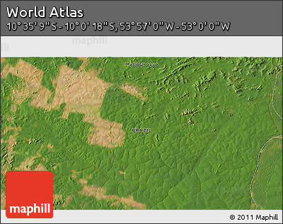 Satellite 3D Map of the Area around 10° 17' 43" S, 53° 28' 30" W