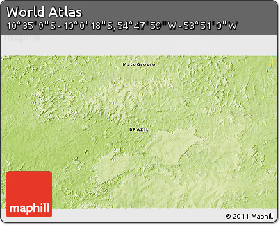Physical 3D Map of the Area around 10° 17' 43" S, 54° 19' 30" W