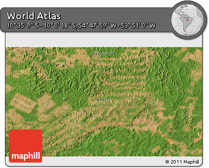 Satellite 3D Map of the Area around 10° 17' 43" S, 54° 19' 30" W