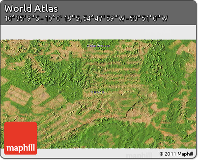 Satellite 3D Map of the Area around 10° 17' 43" S, 54° 19' 30" W