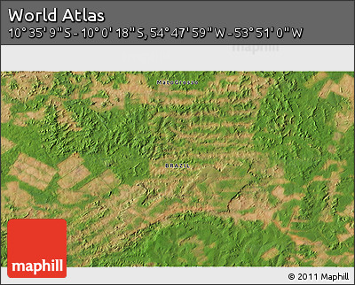 Satellite 3D Map of the Area around 10° 17' 43" S, 54° 19' 30" W