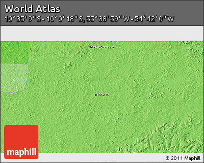 Political 3D Map of the Area around 10° 17' 43" S, 55° 10' 29" W
