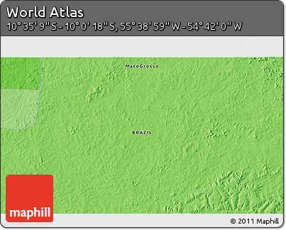 Political 3D Map of the Area around 10° 17' 43" S, 55° 10' 29" W