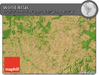 Satellite Map of the Area around 10° 17' 43" S, 55° 10' 29" W