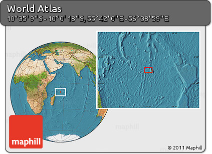 Satellite Location Map of the Area around 10° 17' 43" S, 56° 10' 29" E