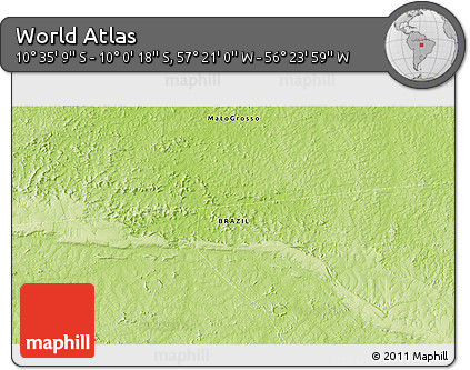 Physical 3D Map of the Area around 10° 17' 43" S, 56° 52' 30" W