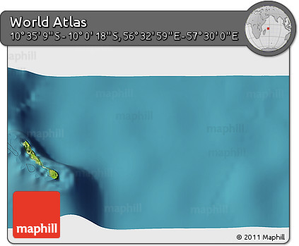 Satellite 3D Map of the Area around 10° 17' 43" S, 57° 1' 29" E