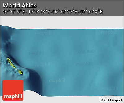 Satellite 3D Map of the Area around 10° 17' 43" S, 57° 1' 29" E