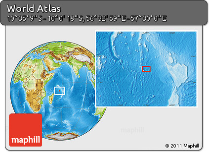 Physical Location Map of the Area around 10° 17' 43" S, 57° 1' 29" E