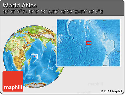 Physical Location Map of the Area around 10° 17' 43" S, 57° 1' 29" E
