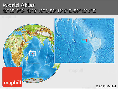 Physical Location Map of the Area around 10° 17' 43" S, 58° 43' 30" E