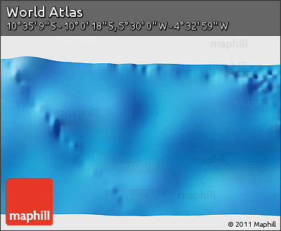 Shaded Relief 3D Map of the Area around 10° 17' 43" S, 5° 1' 30" W