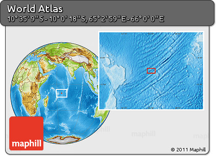 Physical Location Map of the Area around 10° 17' 43" S, 65° 31' 30" E
