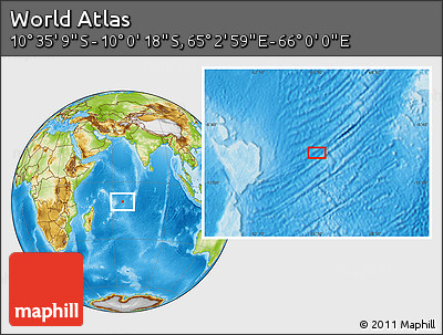 Physical Location Map of the Area around 10° 17' 43" S, 65° 31' 30" E