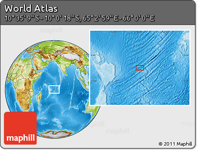 Physical Location Map of the Area around 10° 17' 43" S, 65° 31' 30" E