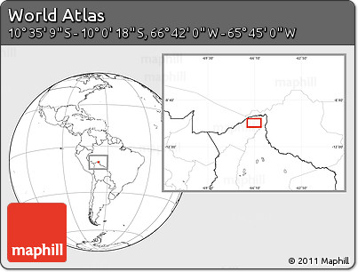 Blank Location Map of the Area around 10° 17' 43" S, 66° 13' 29" W
