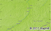 Physical Map of the area around 10° 17' 43" S, 67° 55' 30" W