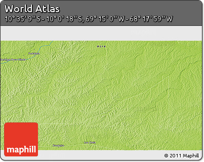 Physical 3D Map of the Area around 10° 17' 43" S, 68° 46' 30" W