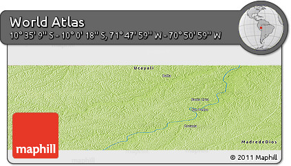 Physical Panoramic Map of the Area around 10° 17' 43" S, 71° 19' 29" W