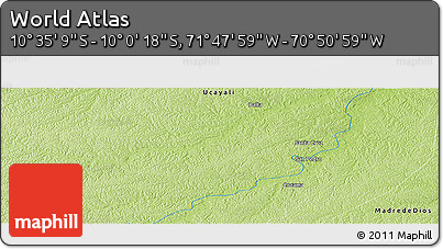 Physical Panoramic Map of the Area around 10° 17' 43" S, 71° 19' 29" W