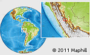 Physical Location Map of the area around 10° 17' 43" S, 75° 34' 29" W