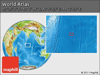 Physical Location Map of the Area around 10° 17' 43" S, 76° 34' 29" E