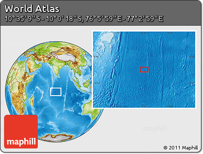 Physical Location Map of the Area around 10° 17' 43" S, 76° 34' 29" E