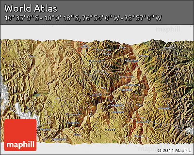 Satellite 3D Map of the Area around 10° 17' 43" S, 76° 25' 30" W