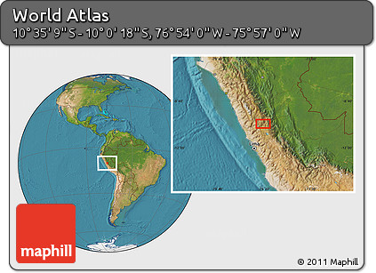 Satellite Location Map of the Area around 10° 17' 43" S, 76° 25' 30" W