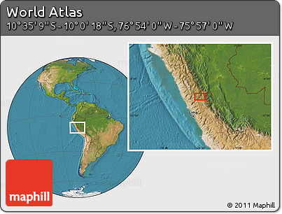 Satellite Location Map of the Area around 10° 17' 43" S, 76° 25' 30" W