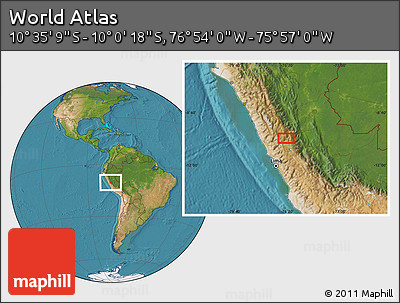 Satellite Location Map of the Area around 10° 17' 43" S, 76° 25' 30" W