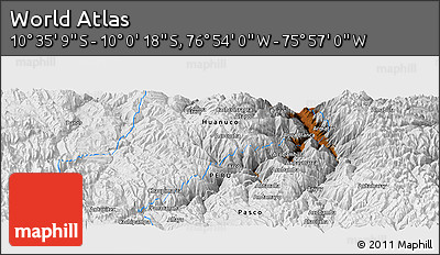 Physical Panoramic Map of the Area around 10° 17' 43" S, 76° 25' 30" W
