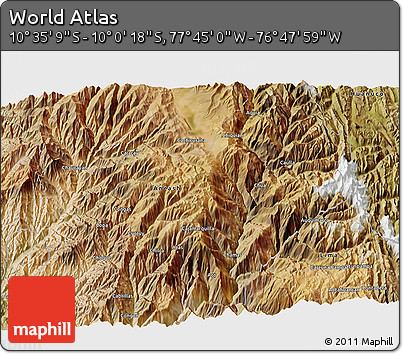 Satellite 3D Map of the Area around 10° 17' 43" S, 77° 16' 30" W