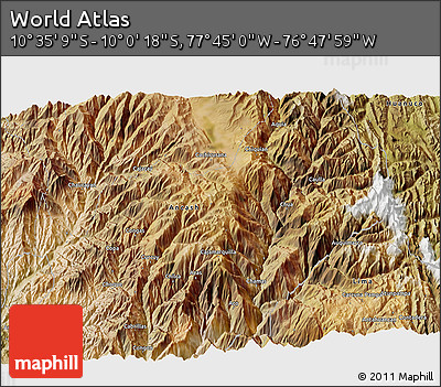 Satellite 3D Map of the Area around 10° 17' 43" S, 77° 16' 30" W